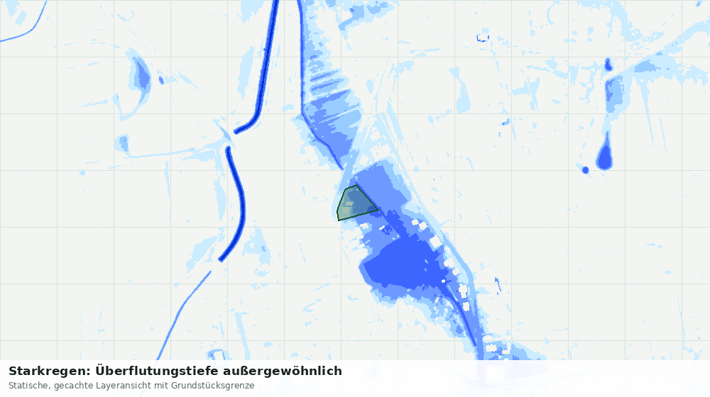 Statische Kartenansicht: Starkregen: Überflutungstiefe außergewöhnlich
