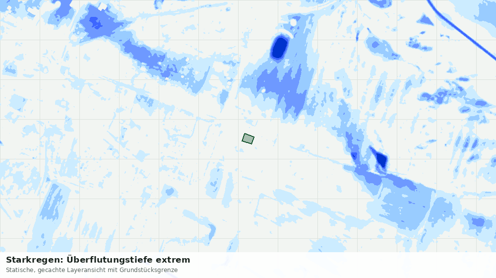 Statische Kartenansicht: Starkregen: Überflutungstiefe extrem