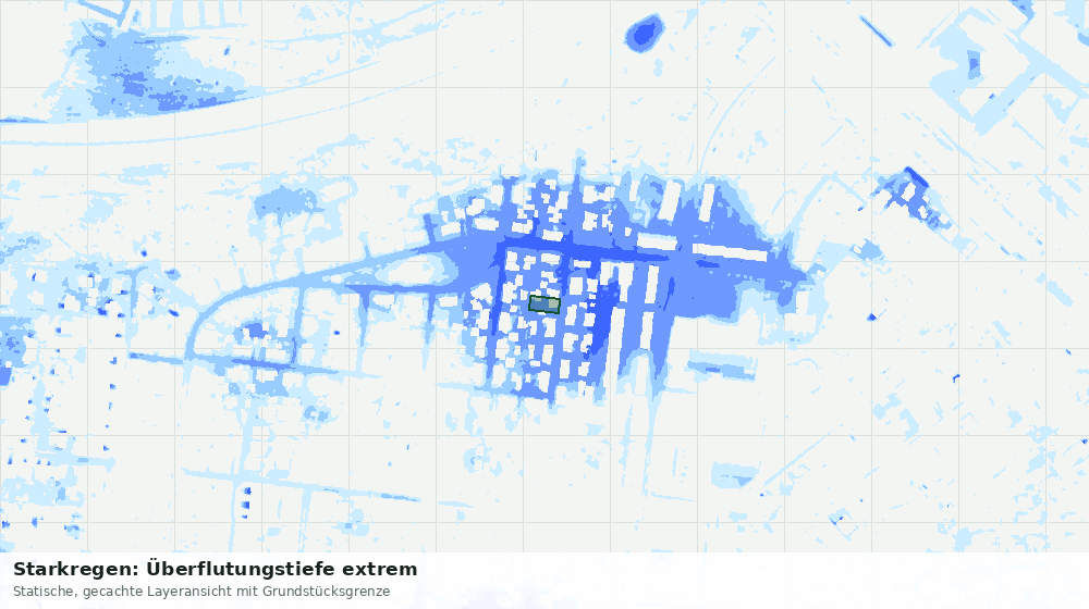 Statische Kartenansicht: Starkregen: Überflutungstiefe extrem