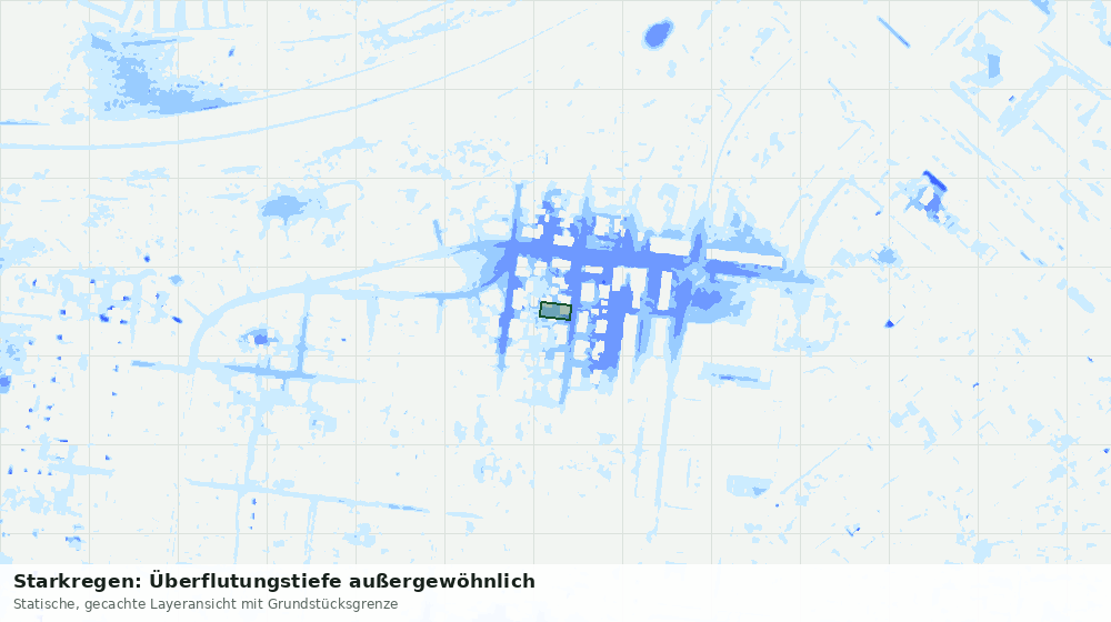 Statische Kartenansicht: Starkregen: Überflutungstiefe außergewöhnlich