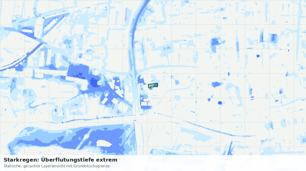 Statische Kartenansicht: Starkregen: Überflutungstiefe extrem