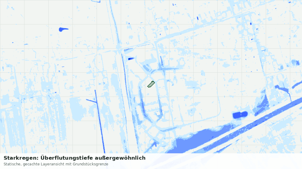 Statische Kartenansicht: Starkregen: Überflutungstiefe außergewöhnlich