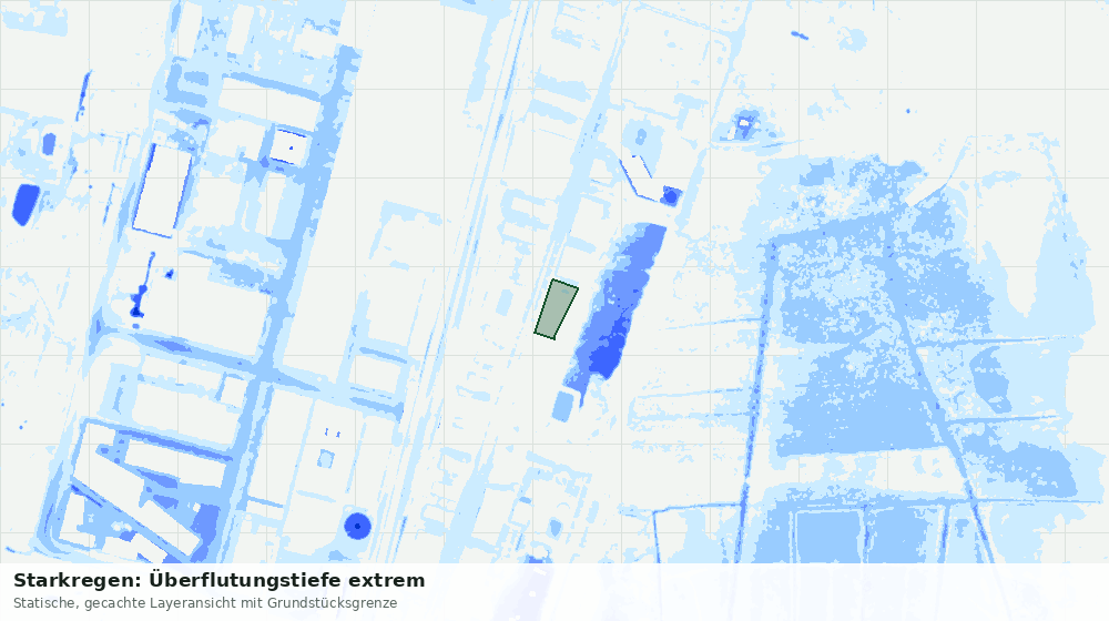 Statische Kartenansicht: Starkregen: Überflutungstiefe extrem
