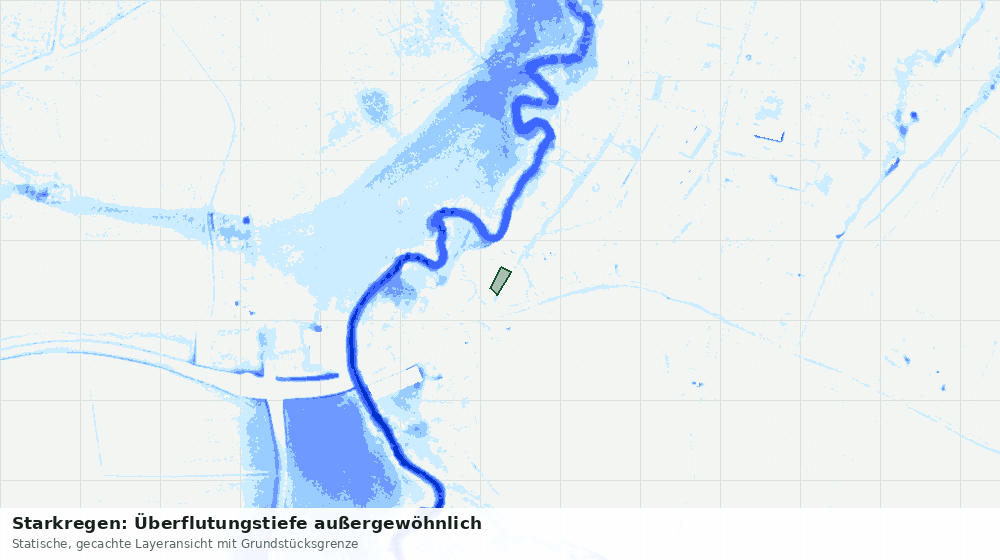 Statische Kartenansicht: Starkregen: Überflutungstiefe außergewöhnlich
