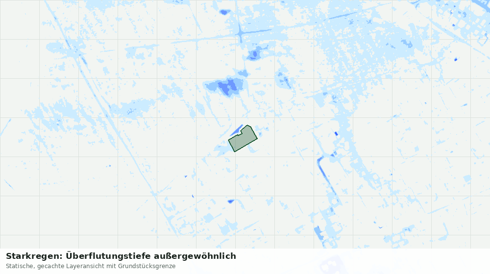 Statische Kartenansicht: Starkregen: Überflutungstiefe außergewöhnlich