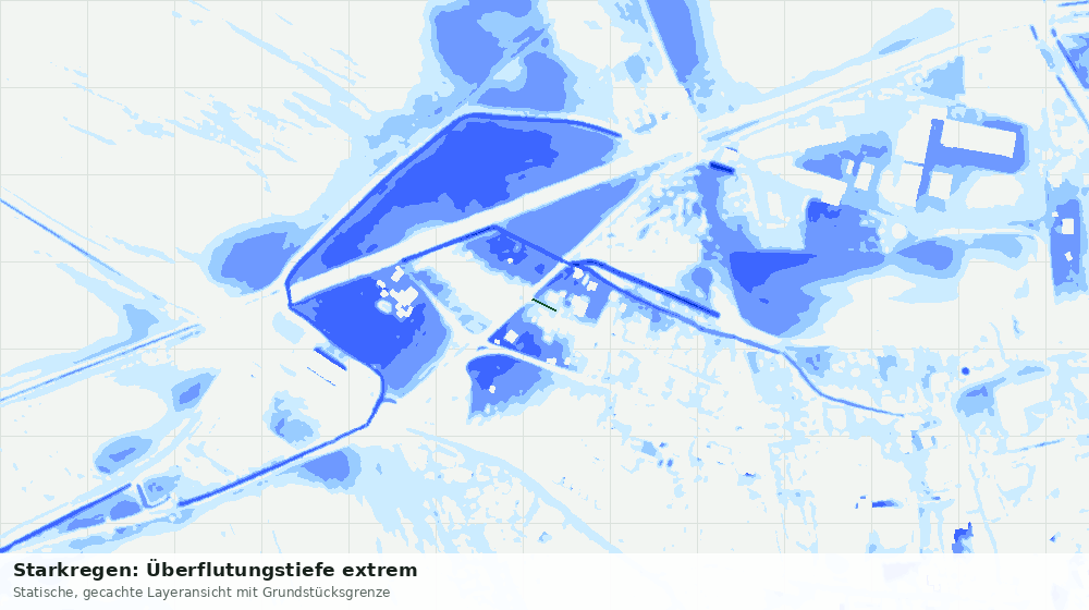 Statische Kartenansicht: Starkregen: Überflutungstiefe extrem