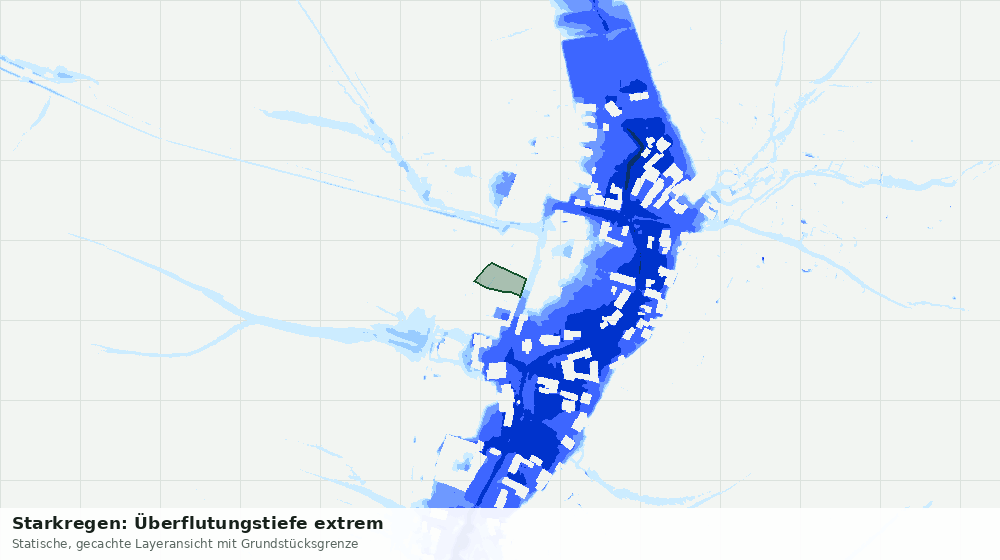 Statische Kartenansicht: Starkregen: Überflutungstiefe extrem
