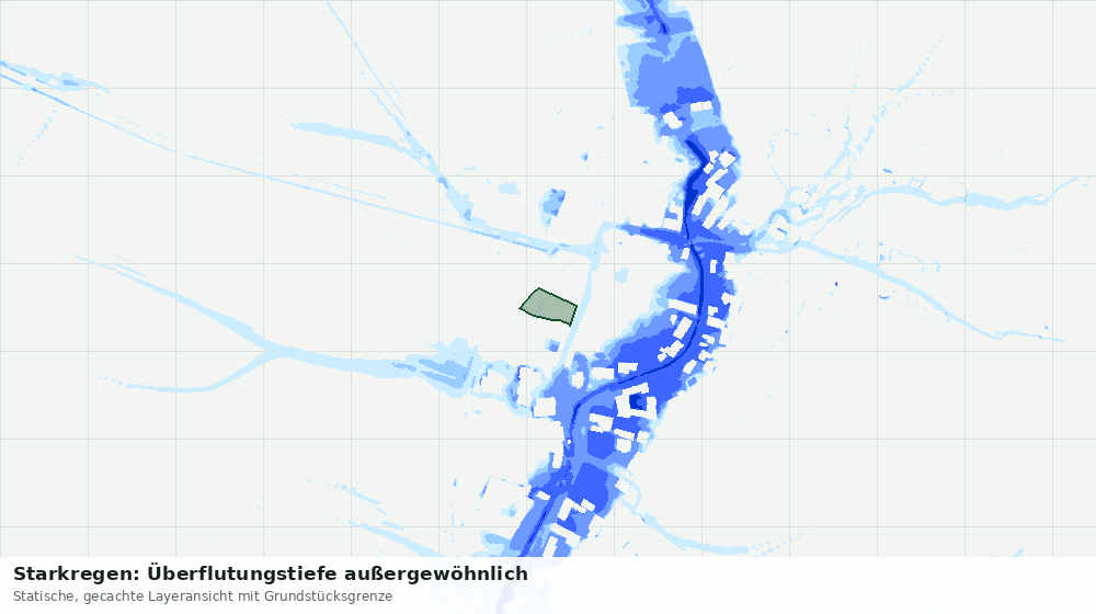 Statische Kartenansicht: Starkregen: Überflutungstiefe außergewöhnlich