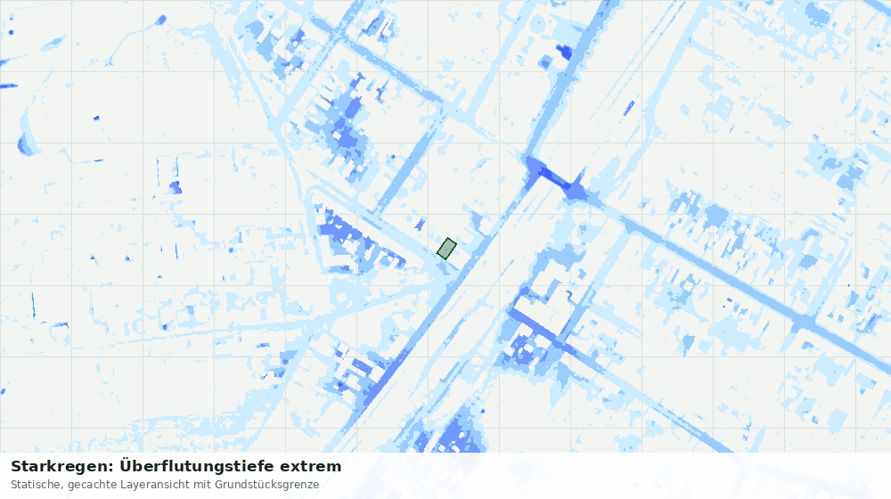 Statische Kartenansicht: Starkregen: Überflutungstiefe extrem