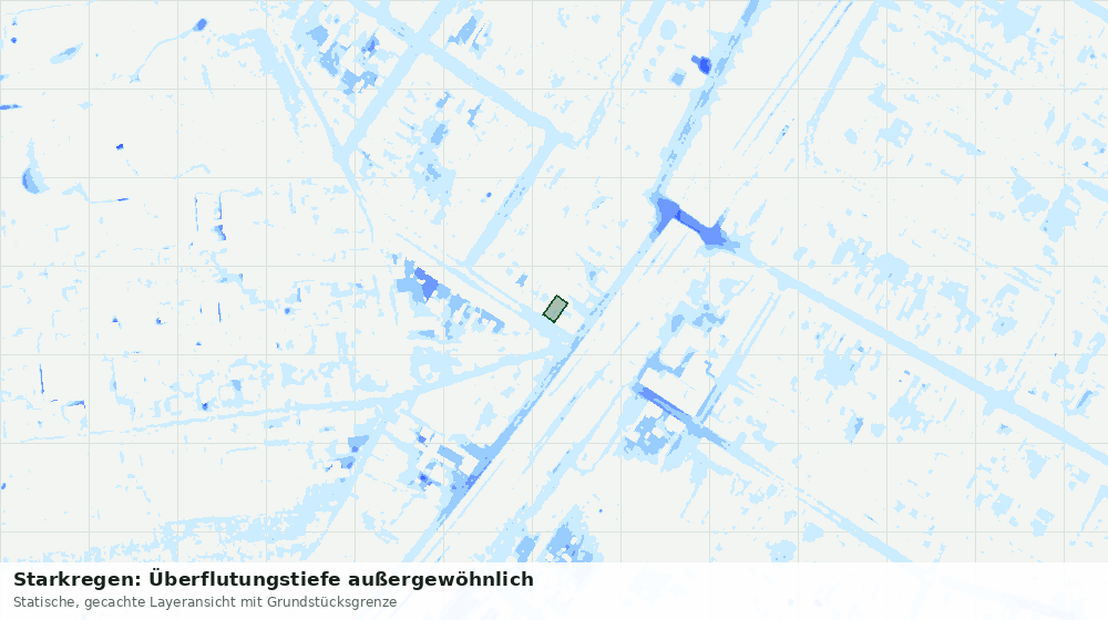 Statische Kartenansicht: Starkregen: Überflutungstiefe außergewöhnlich