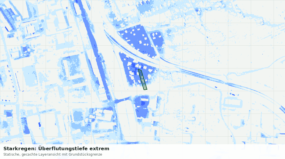 Statische Kartenansicht: Starkregen: Überflutungstiefe extrem