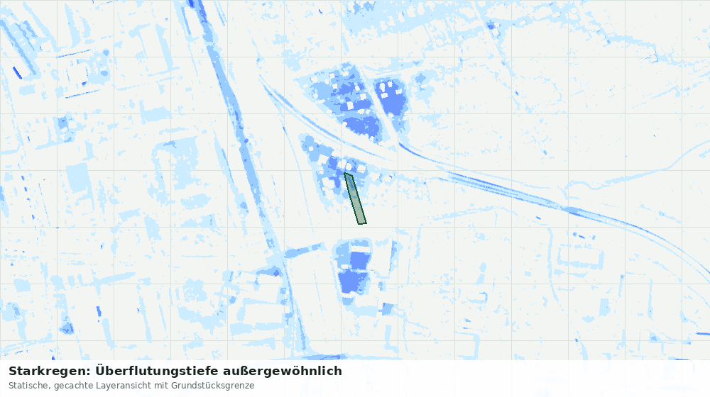 Statische Kartenansicht: Starkregen: Überflutungstiefe außergewöhnlich