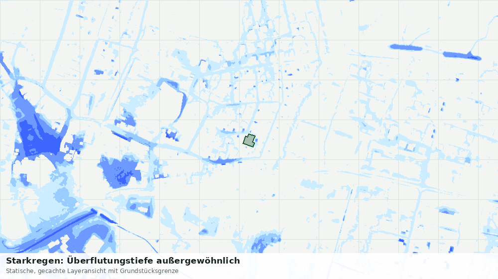 Statische Kartenansicht: Starkregen: Überflutungstiefe außergewöhnlich