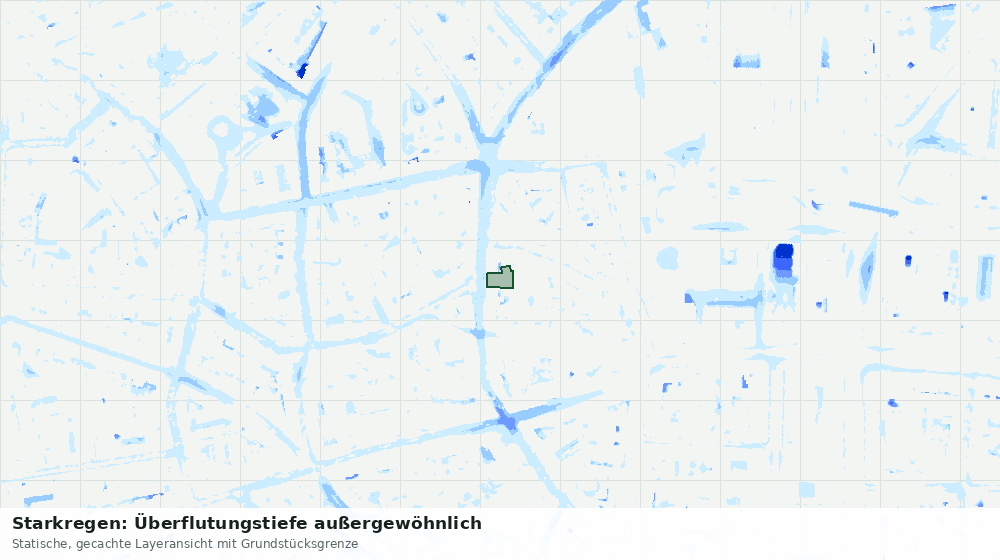 Statische Kartenansicht: Starkregen: Überflutungstiefe außergewöhnlich