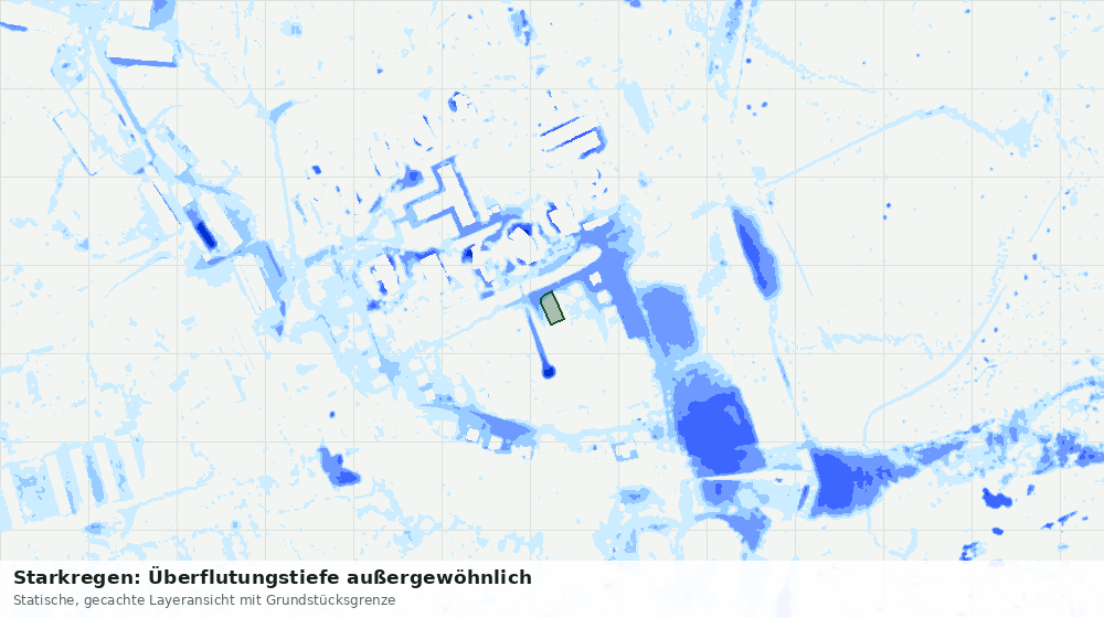 Statische Kartenansicht: Starkregen: Überflutungstiefe außergewöhnlich