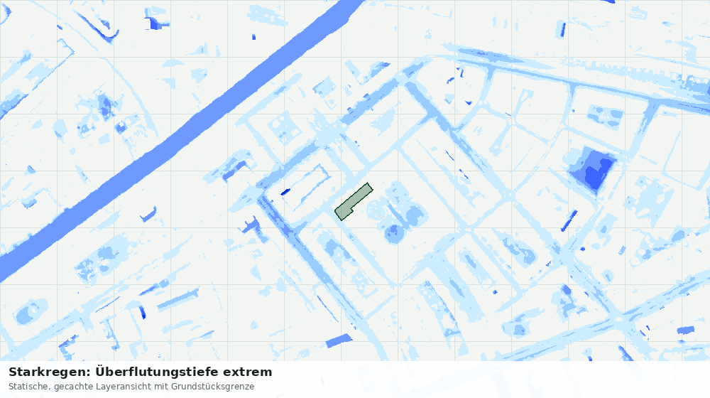 Statische Kartenansicht: Starkregen: Überflutungstiefe extrem