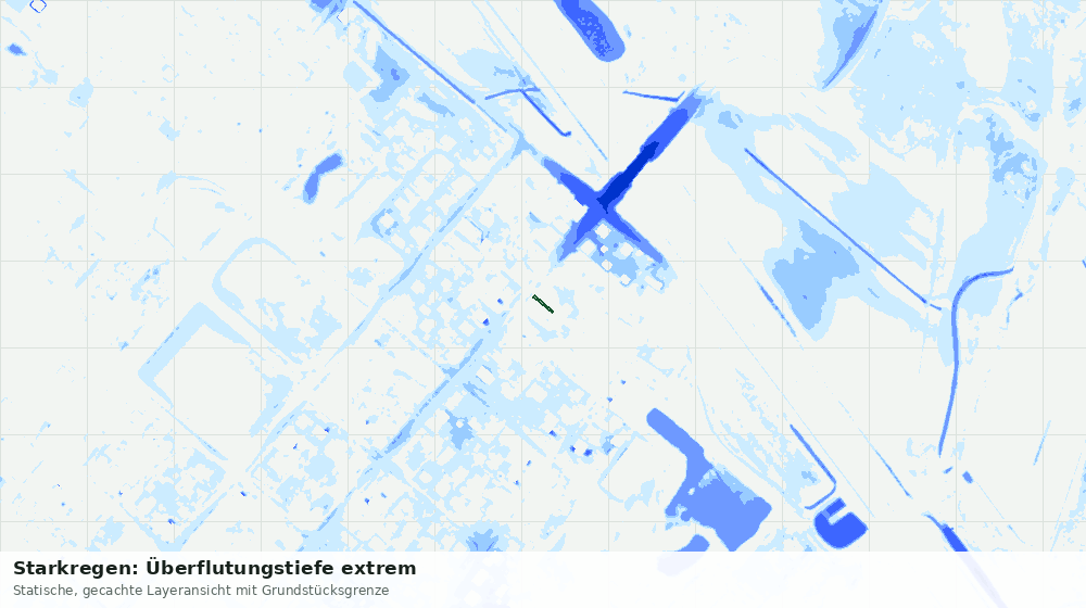 Statische Kartenansicht: Starkregen: Überflutungstiefe extrem