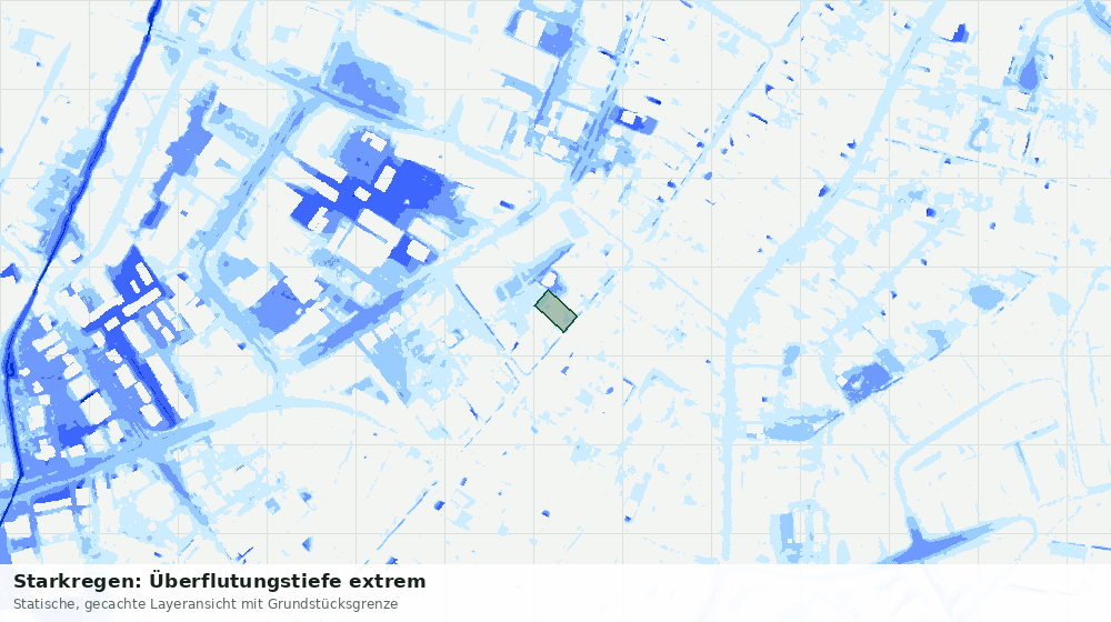Statische Kartenansicht: Starkregen: Überflutungstiefe extrem