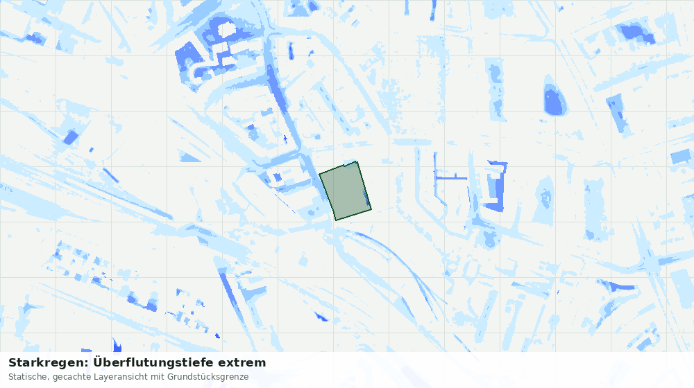 Statische Kartenansicht: Starkregen: Überflutungstiefe extrem