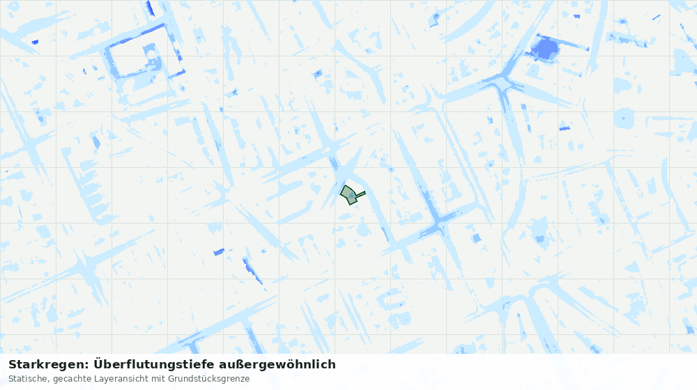 Statische Kartenansicht: Starkregen: Überflutungstiefe außergewöhnlich