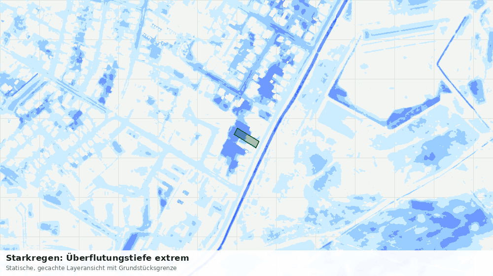 Statische Kartenansicht: Starkregen: Überflutungstiefe extrem
