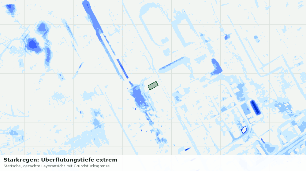 Statische Kartenansicht: Starkregen: Überflutungstiefe extrem