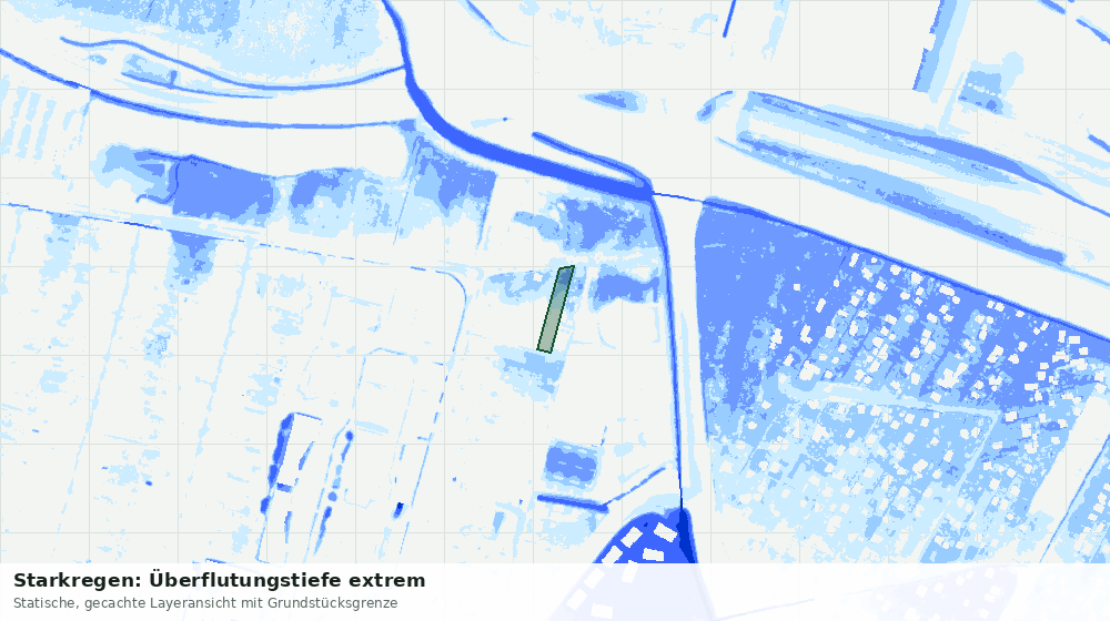 Statische Kartenansicht: Starkregen: Überflutungstiefe extrem