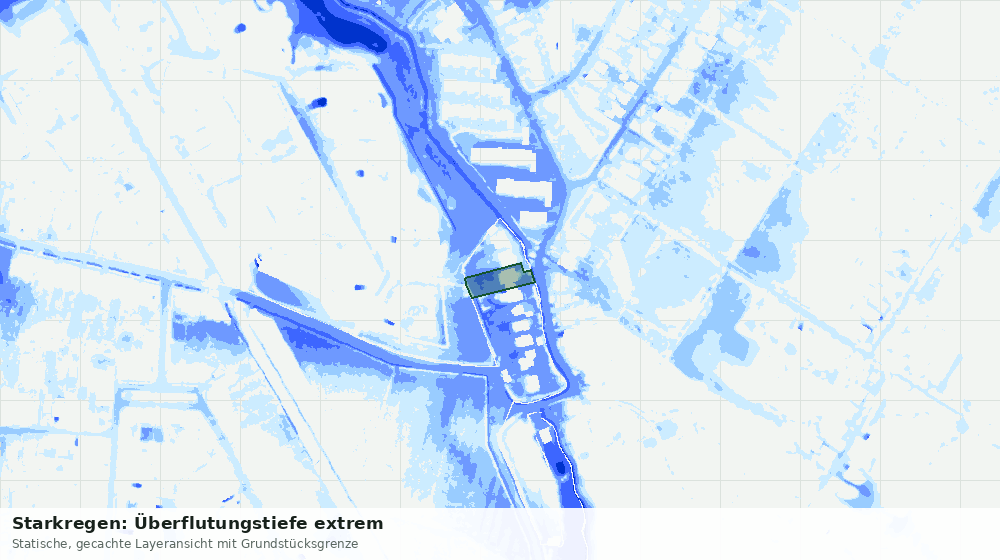 Statische Kartenansicht: Starkregen: Überflutungstiefe extrem