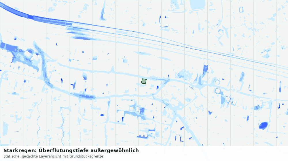 Statische Kartenansicht: Starkregen: Überflutungstiefe außergewöhnlich