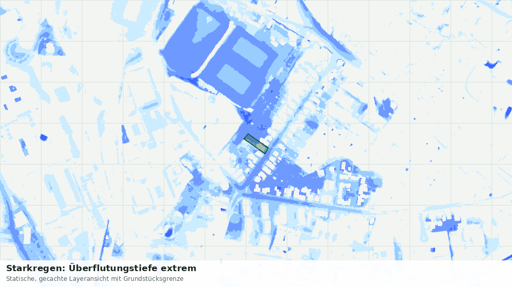 Statische Kartenansicht: Starkregen: Überflutungstiefe extrem