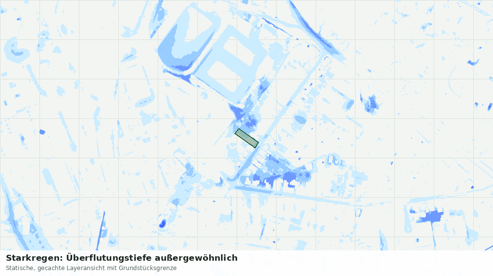 Statische Kartenansicht: Starkregen: Überflutungstiefe außergewöhnlich