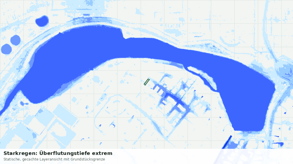 Statische Kartenansicht: Starkregen: Überflutungstiefe extrem