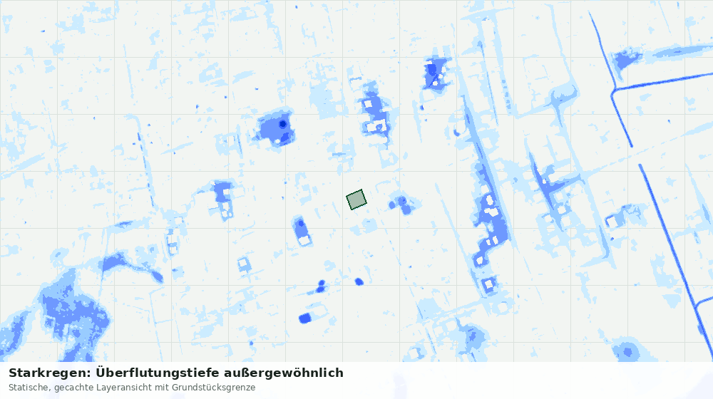 Statische Kartenansicht: Starkregen: Überflutungstiefe außergewöhnlich