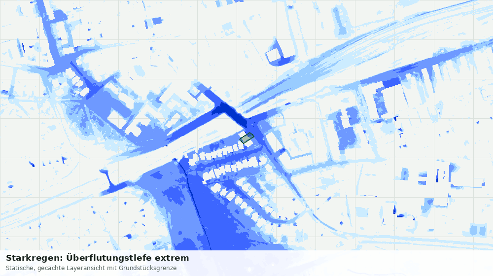Statische Kartenansicht: Starkregen: Überflutungstiefe extrem
