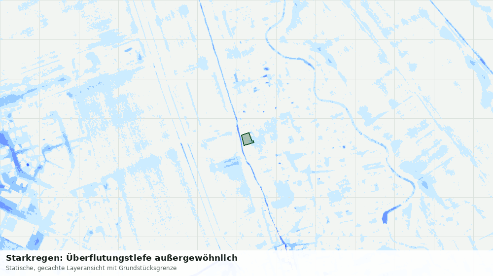 Statische Kartenansicht: Starkregen: Überflutungstiefe außergewöhnlich