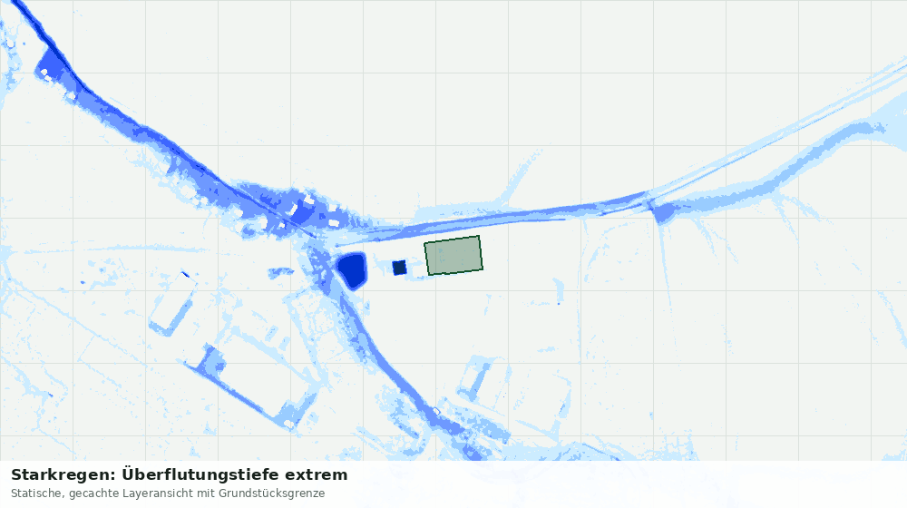 Statische Kartenansicht: Starkregen: Überflutungstiefe extrem