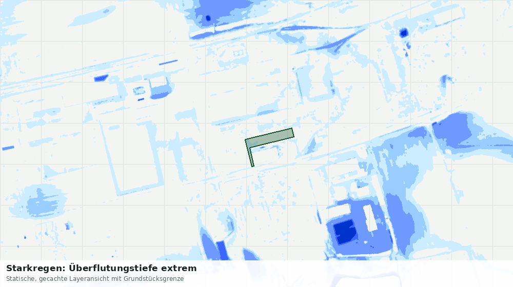 Statische Kartenansicht: Starkregen: Überflutungstiefe extrem