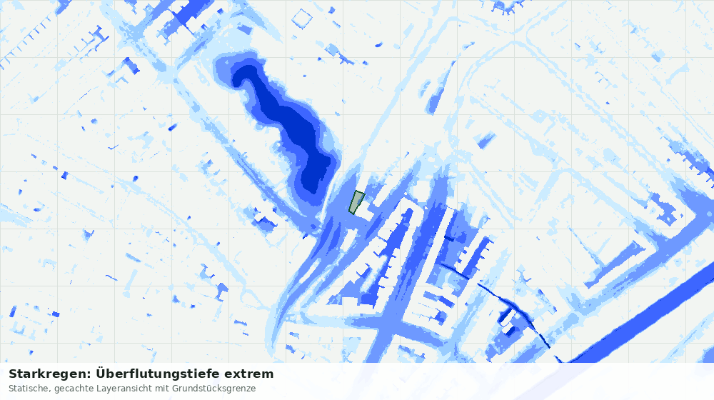Statische Kartenansicht: Starkregen: Überflutungstiefe extrem