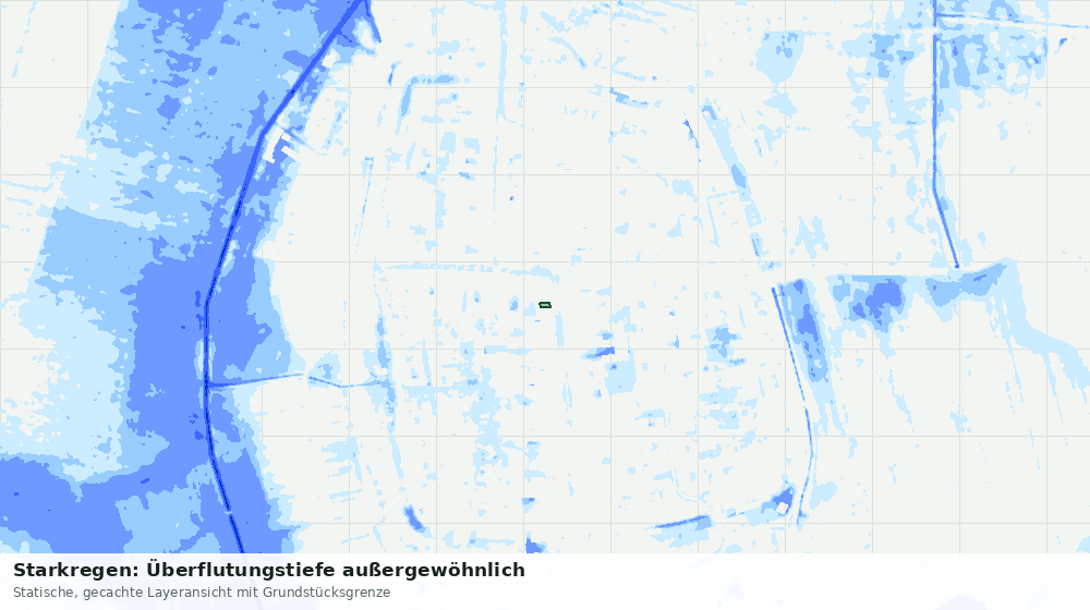 Statische Kartenansicht: Starkregen: Überflutungstiefe außergewöhnlich