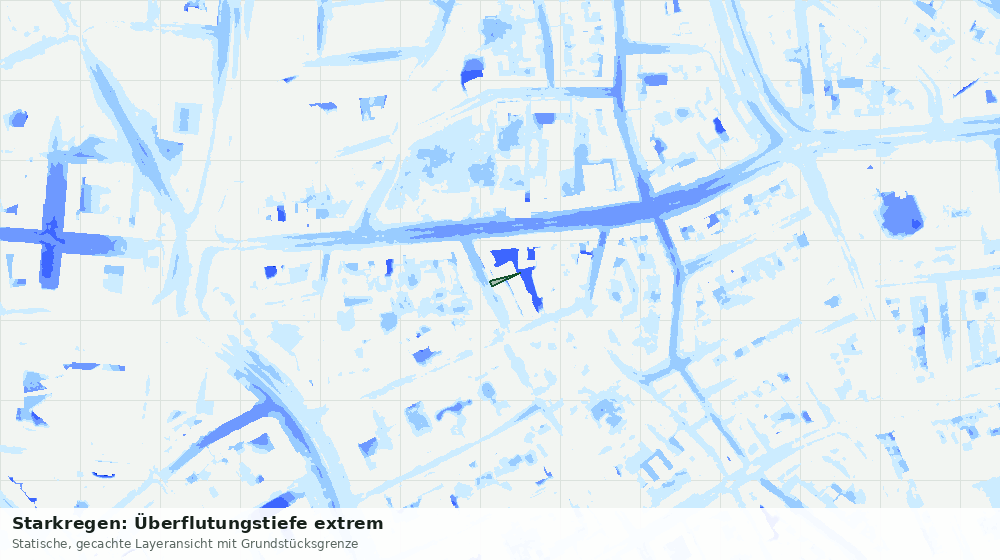 Statische Kartenansicht: Starkregen: Überflutungstiefe extrem