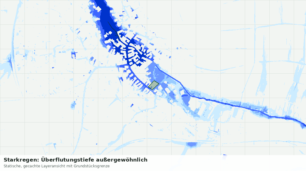 Statische Kartenansicht: Starkregen: Überflutungstiefe außergewöhnlich