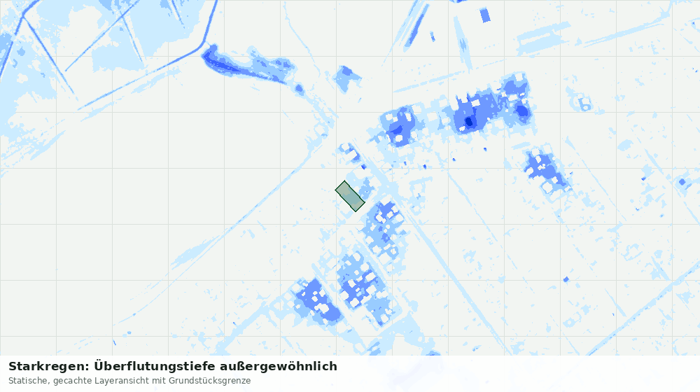 Statische Kartenansicht: Starkregen: Überflutungstiefe außergewöhnlich