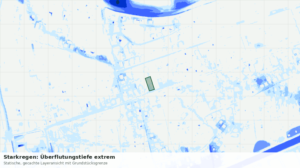 Statische Kartenansicht: Starkregen: Überflutungstiefe extrem