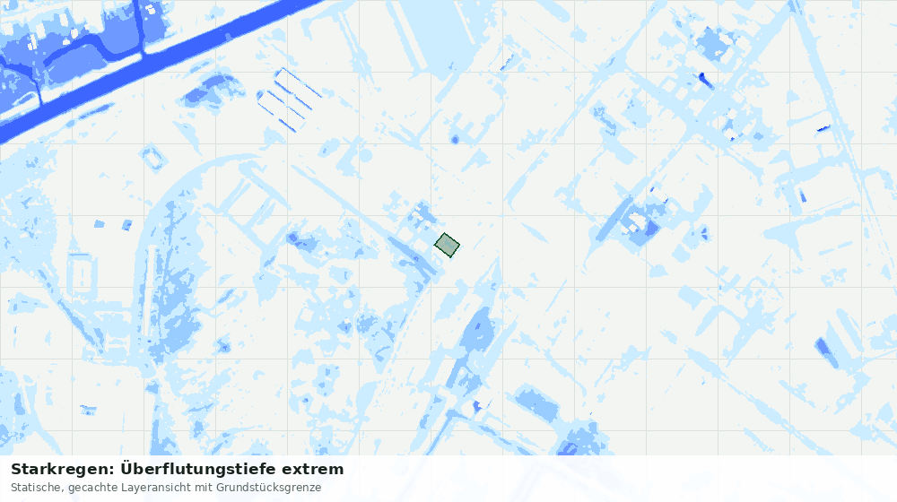 Statische Kartenansicht: Starkregen: Überflutungstiefe extrem