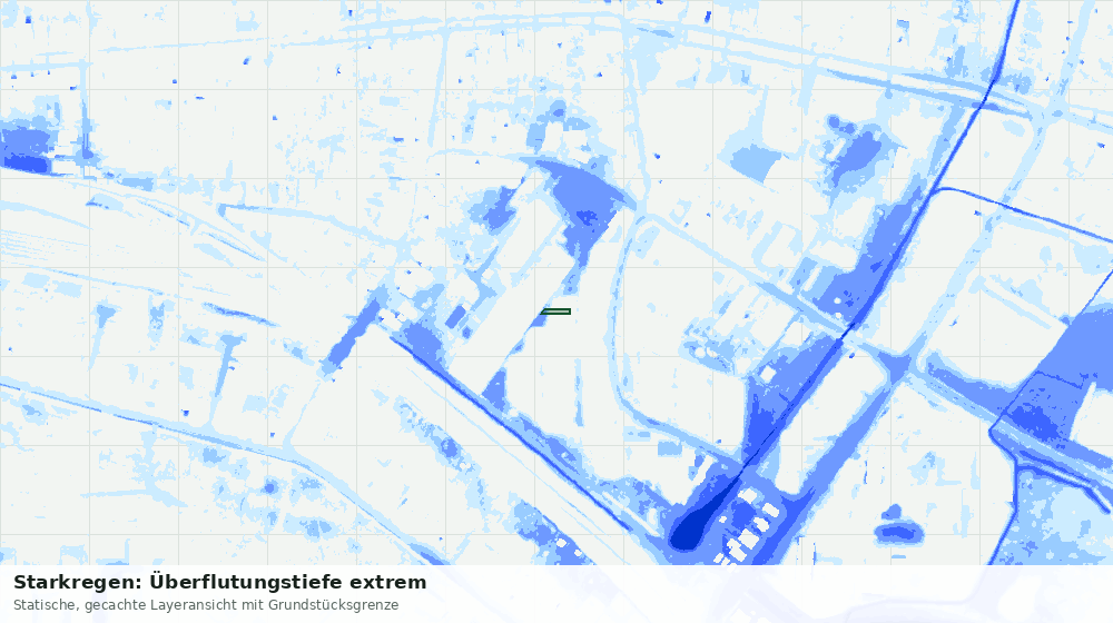 Statische Kartenansicht: Starkregen: Überflutungstiefe extrem