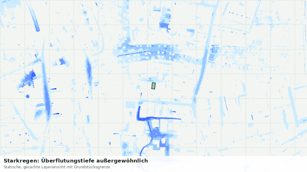 Statische Kartenansicht: Starkregen: Überflutungstiefe außergewöhnlich