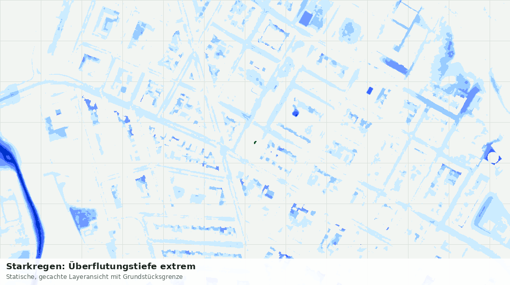 Statische Kartenansicht: Starkregen: Überflutungstiefe extrem
