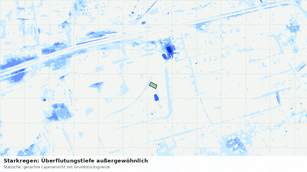 Statische Kartenansicht: Starkregen: Überflutungstiefe außergewöhnlich