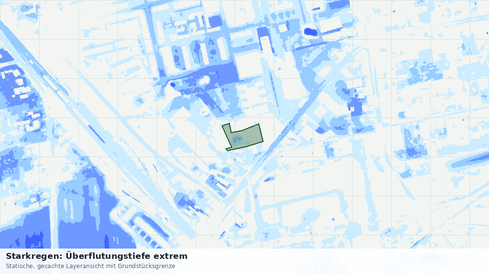 Statische Kartenansicht: Starkregen: Überflutungstiefe extrem