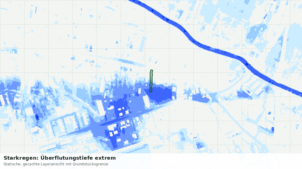 Statische Kartenansicht: Starkregen: Überflutungstiefe extrem